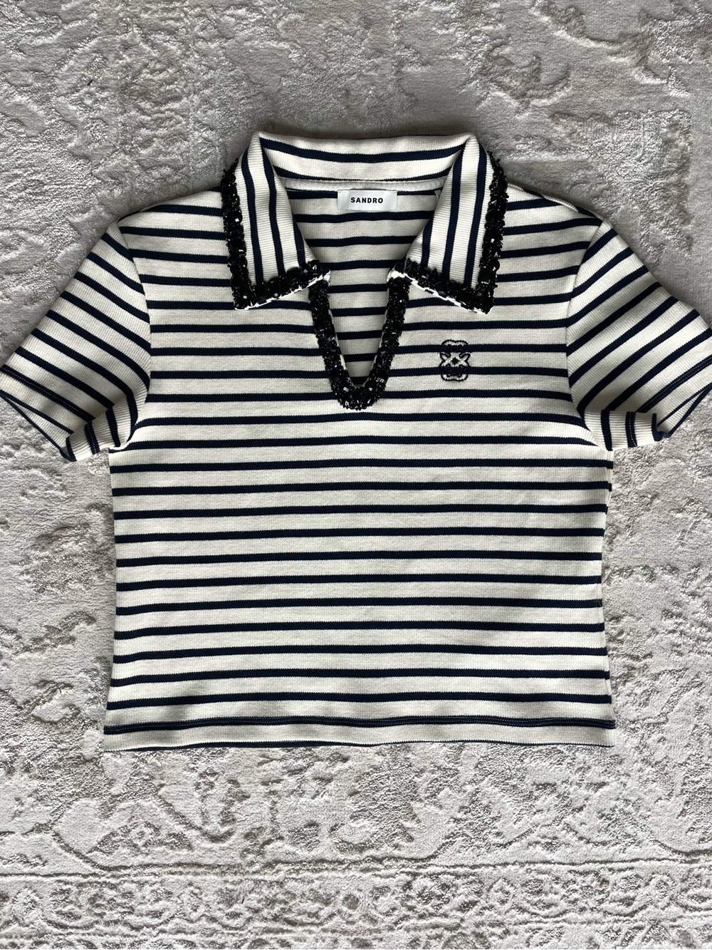 SANDRO Pearl Polo Collar - Picture 2 of 7